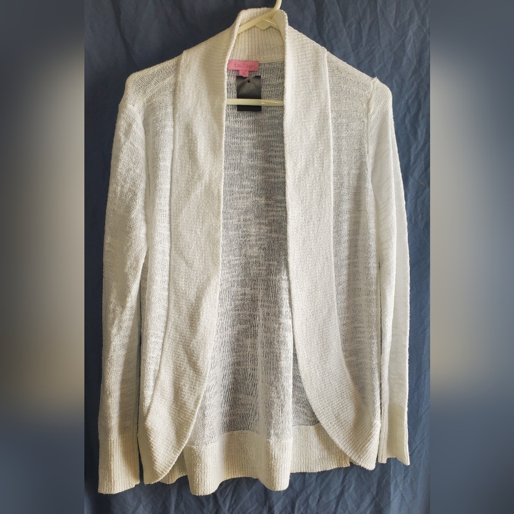 Lilly Pulitzer Cream Open-Front Cardigan, Shear
